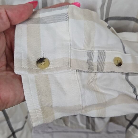 Jachs Girlfriend NWT Women's 2X Super Soft Pocket Flannel Shirt White Shacket - Picture 11 of 14